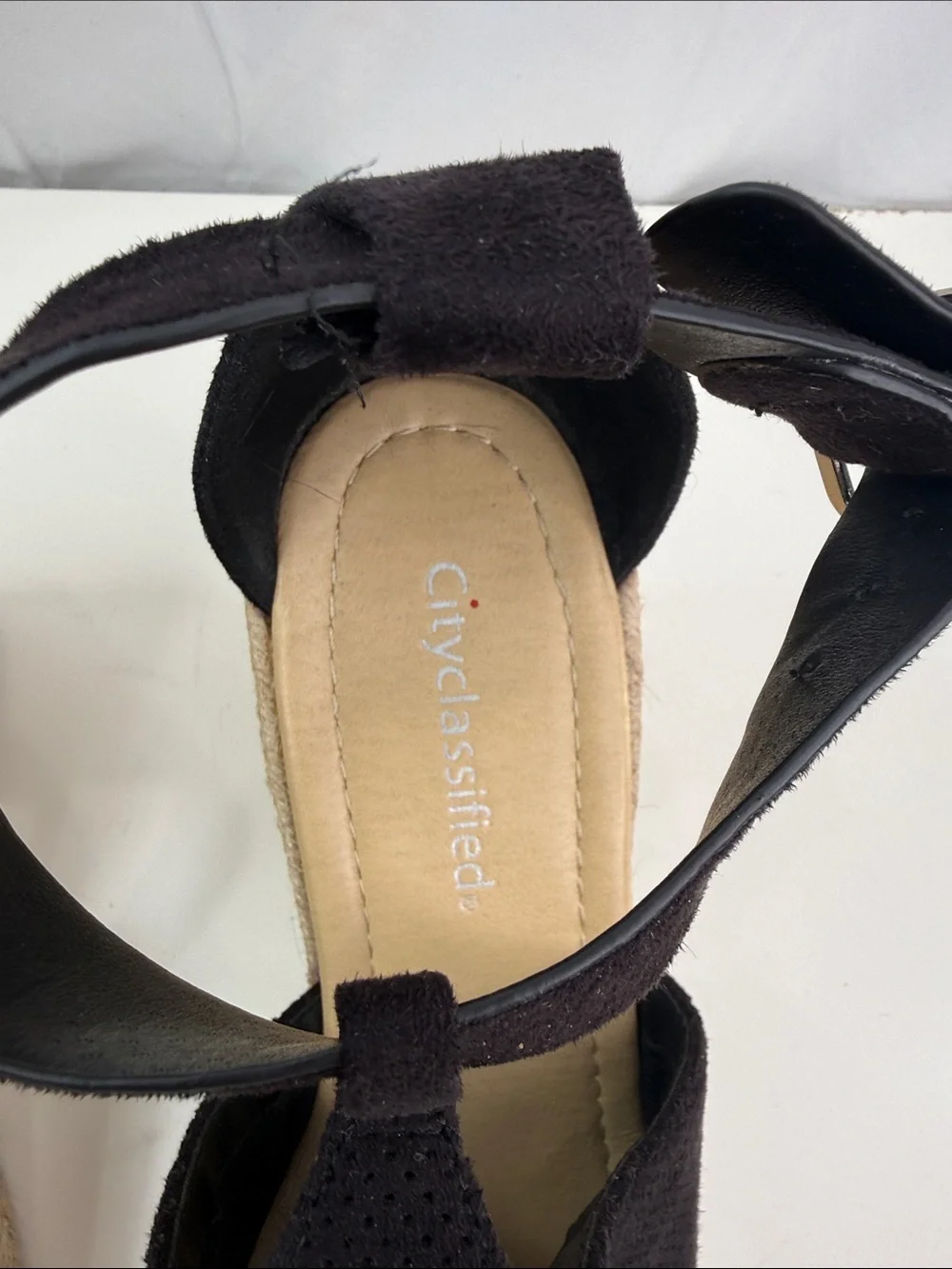 Cityclassified Women’s Size 9 Black Ankle-Strap Espadrille Wedge Sandals EUC